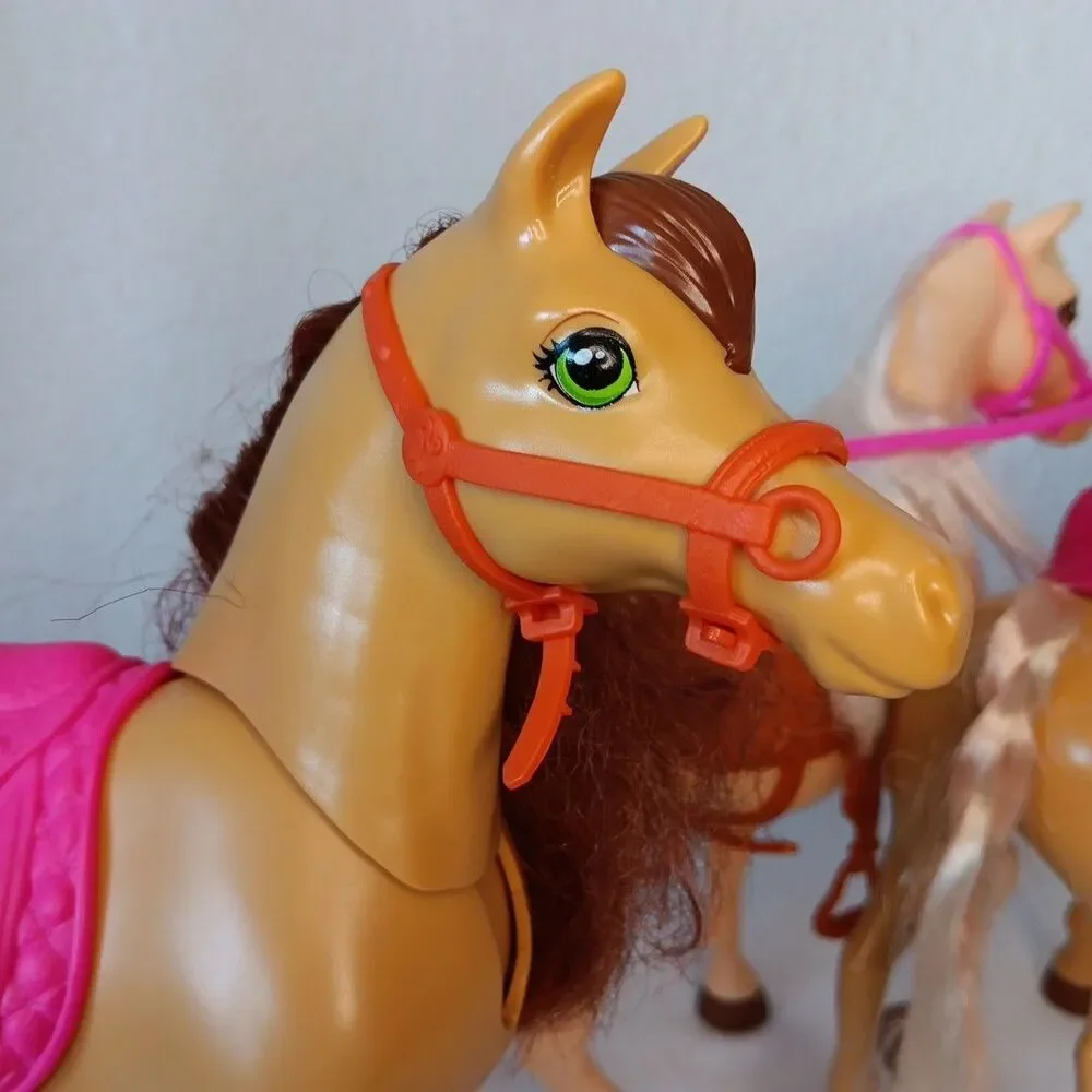 Barbie Horse Lot Pink Brown  Saddles Stable Replacement Brushable Hair